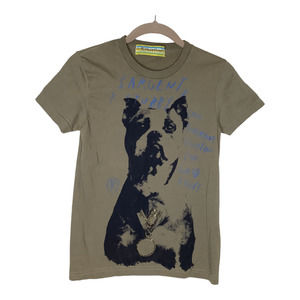 Vintage Libertine Shirt 2XS/XS Green Slim Crop Sargent Stubby Dog Rhinestone Y2K